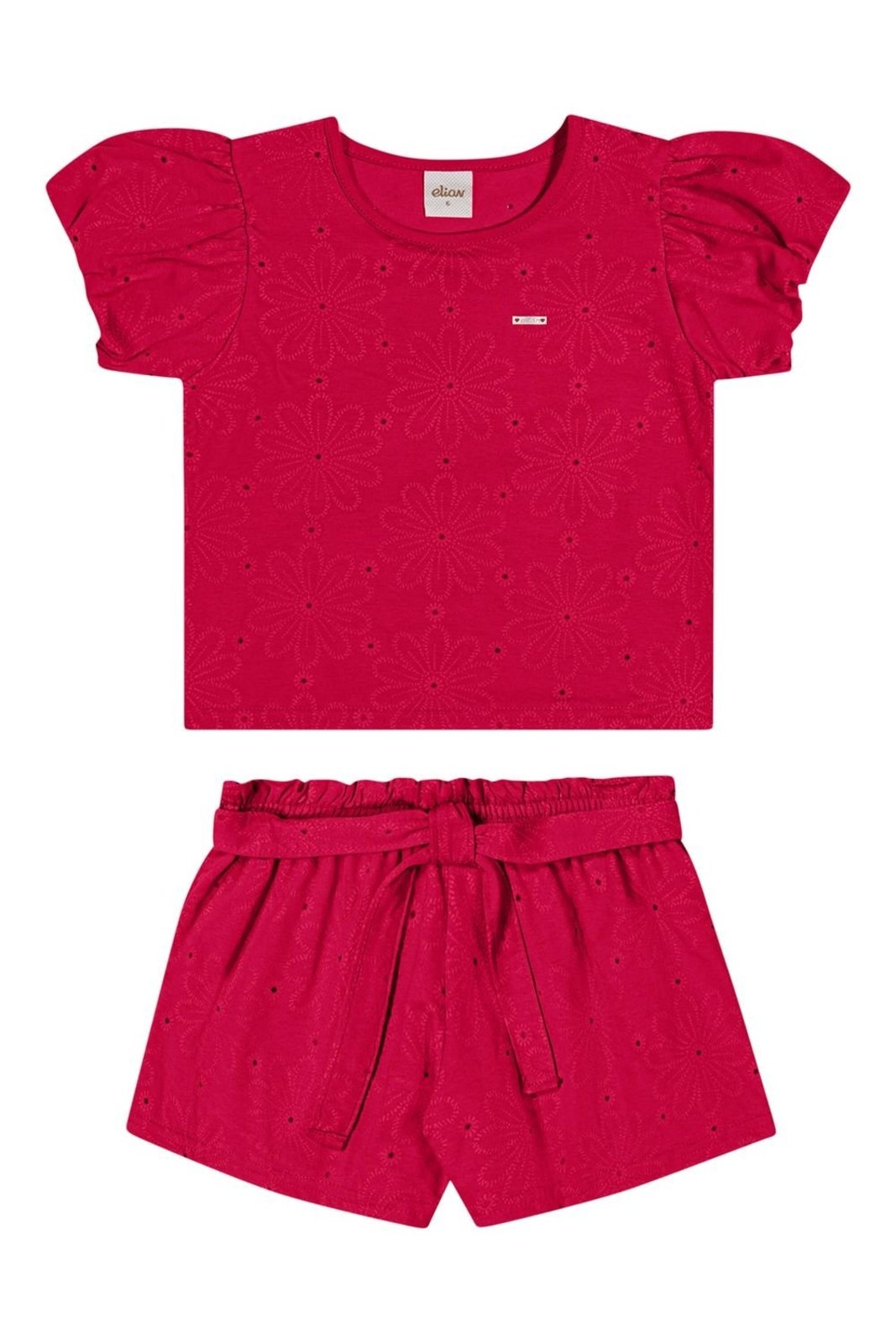 Infantil - Conjunto Menina Devorê Floral Elian Vermelho