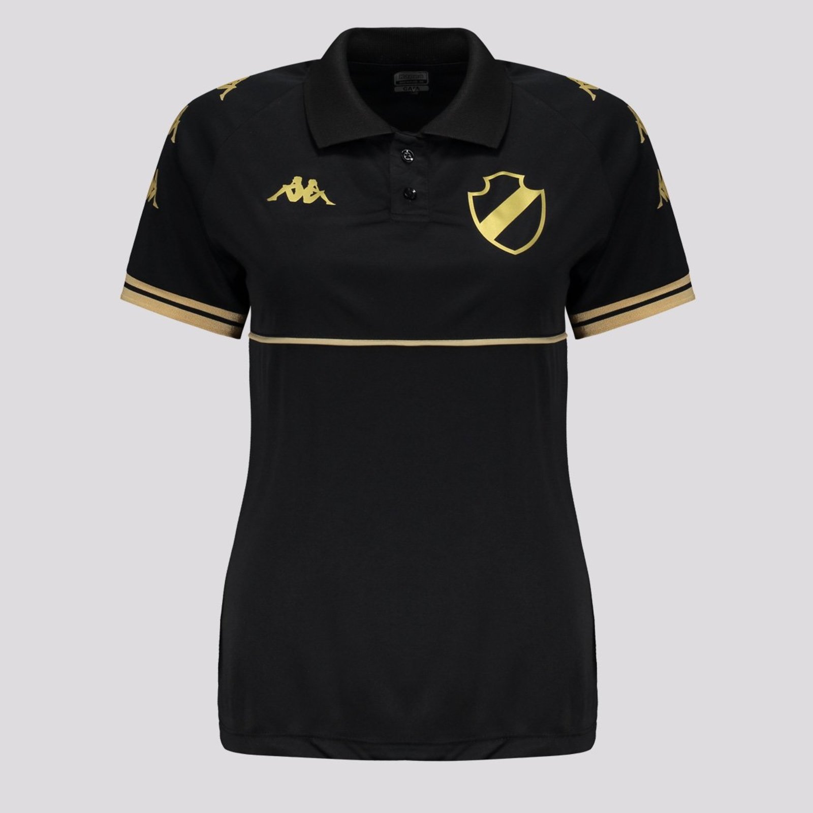 Polo Kappa Vasco Supporter Monochromatic Feminina Preta e Dourada
