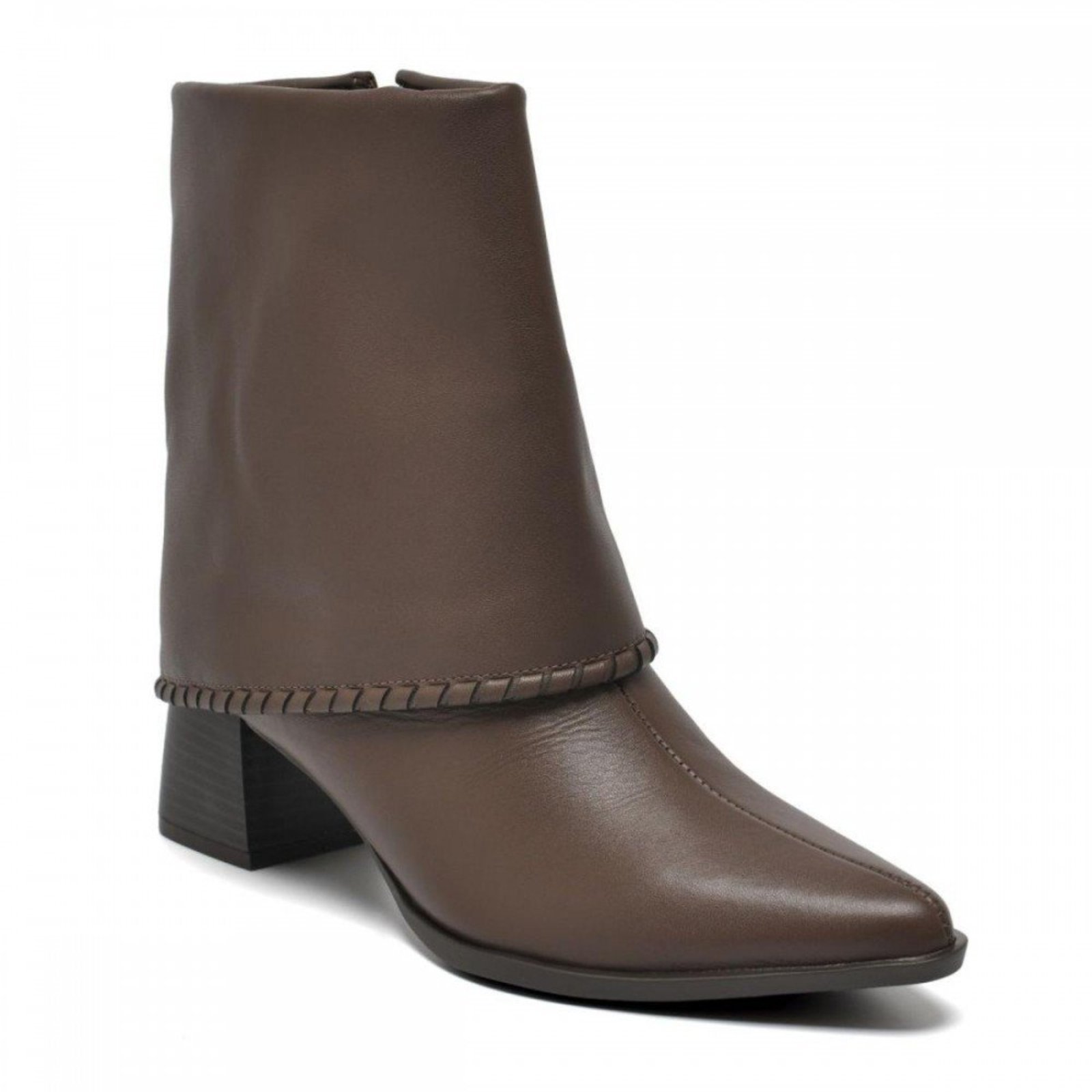 Bota Via Marte 340-002-01 Salto Bloco Feminino Via Marte Marrom