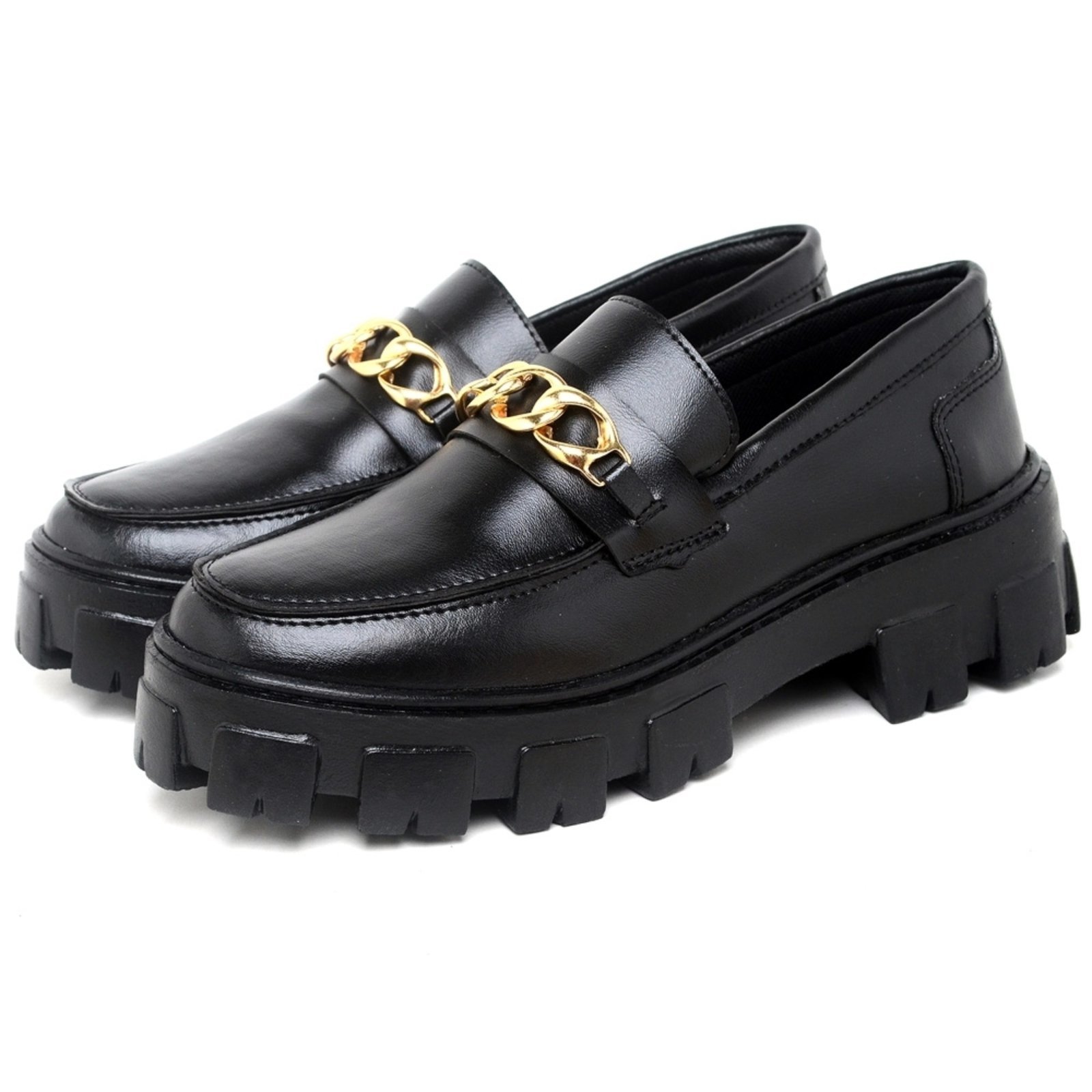Sapato Feminino Mocassim Okford DUBUY 1413FG Preto