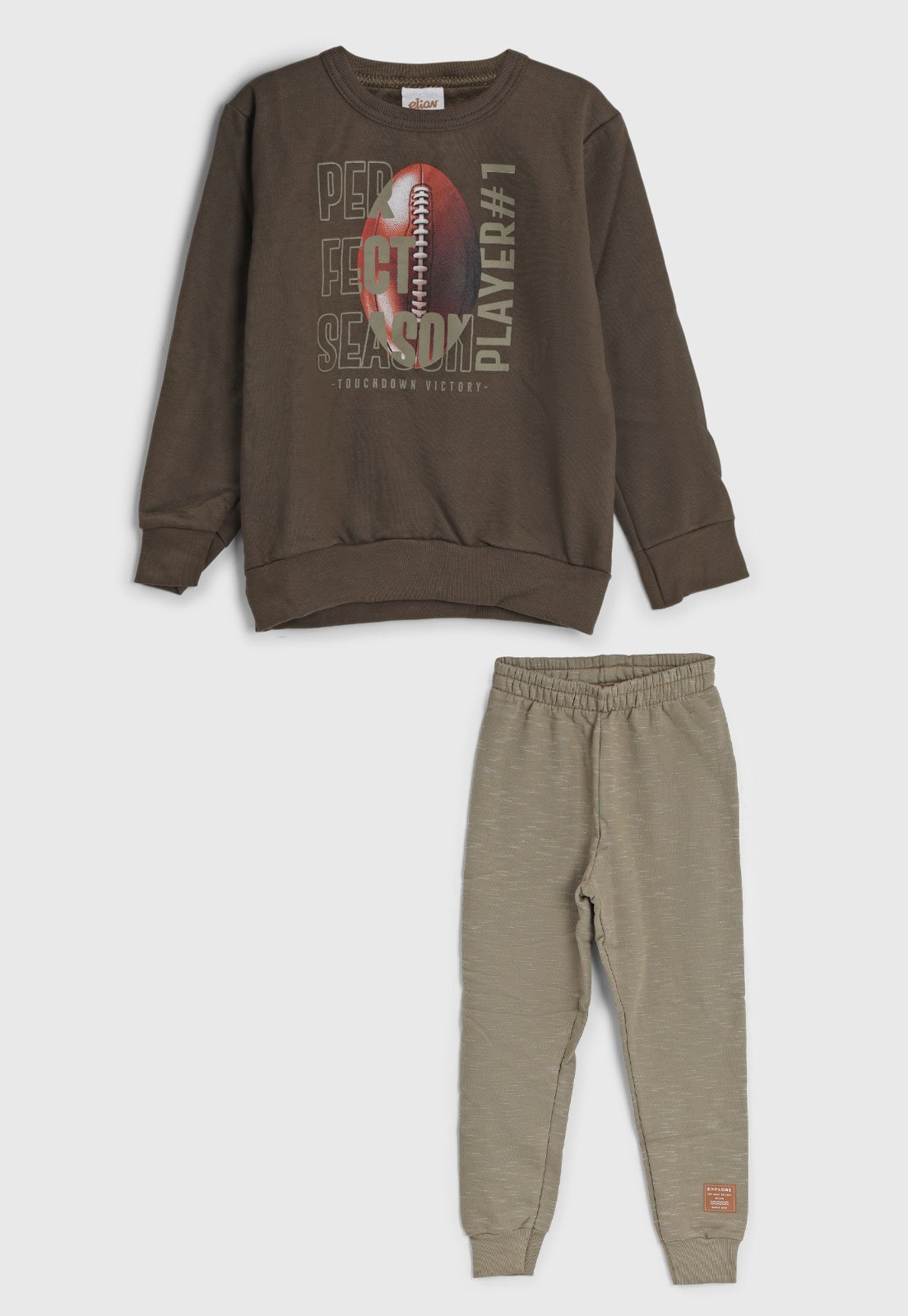 Infantil - Conjunto Elian Moletom com Calça Marrom
