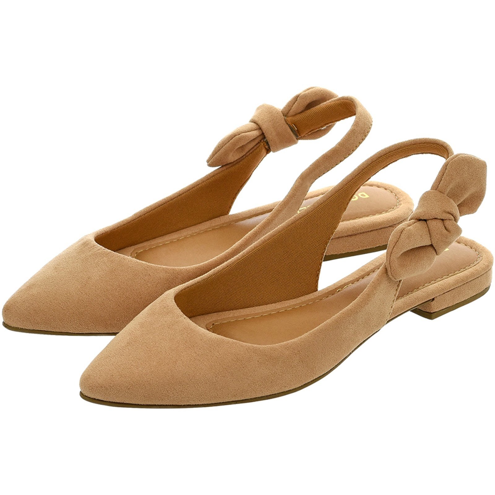 Sapatilha Feminina Bico Fino Mule Slingback CM Calçados Laço Nude Camurça