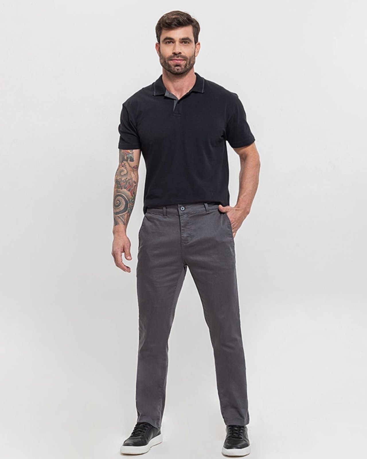 Calça Masculina Alfaiataria Sarja Chumbo