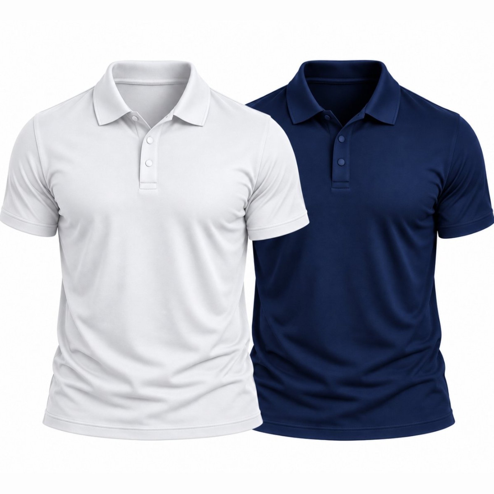 Kit 2 Camisas Polo Masculina Poliamida Premium Básica Lisa Branco