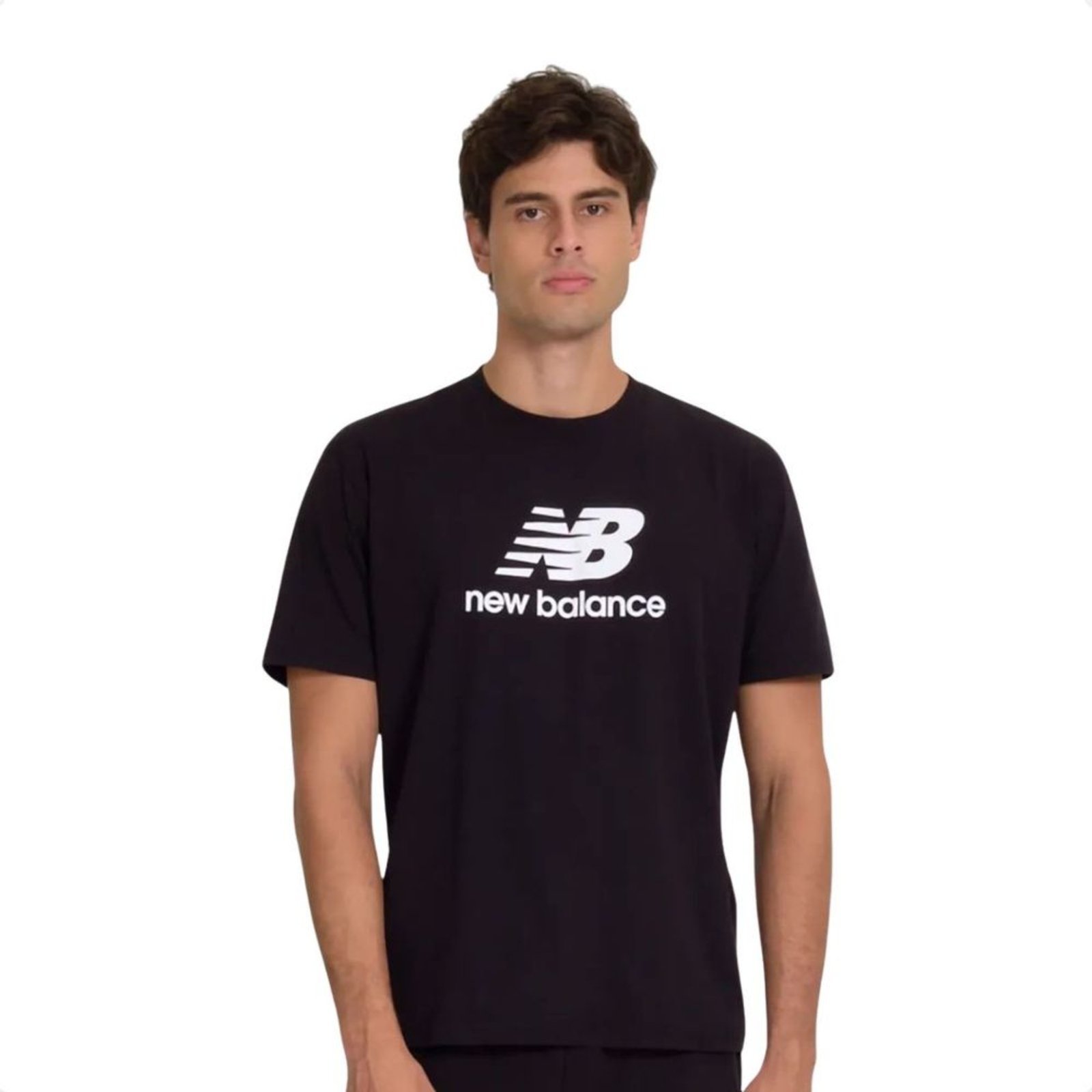 Vista 2 Camiseta Masculina New Balance Essentials Preta preto New Balance preto