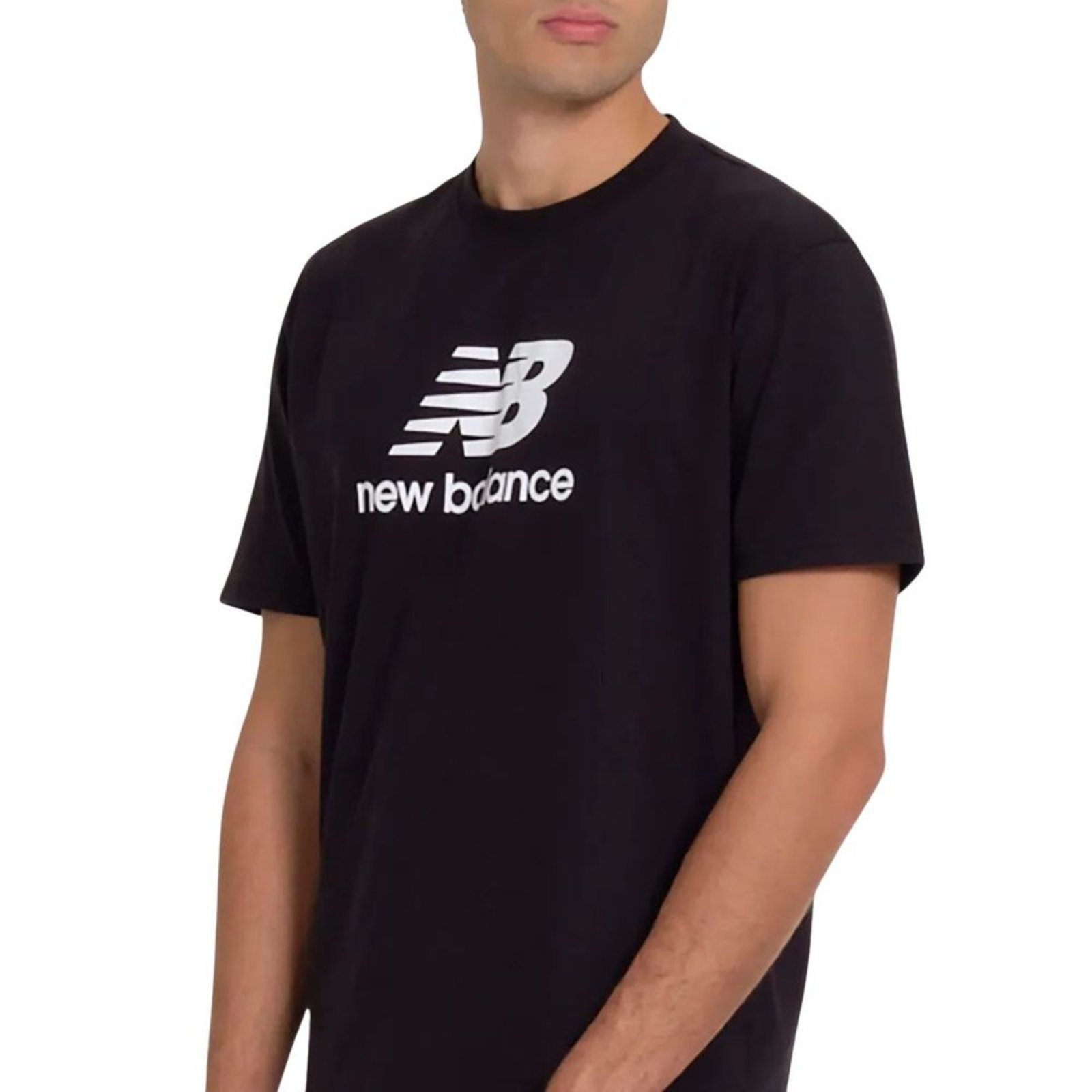 Vista 3 Camiseta Masculina New Balance Essentials Preta preto New Balance preto