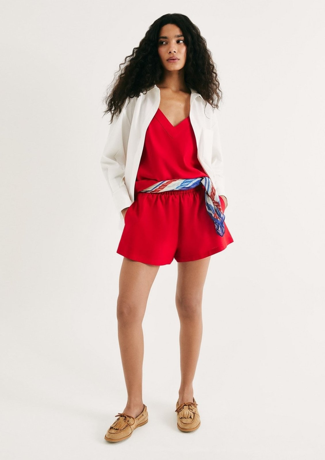 Vista 2 Shorts Feminino Evasê Cós Elástico Hering vermelho Hering vermelho