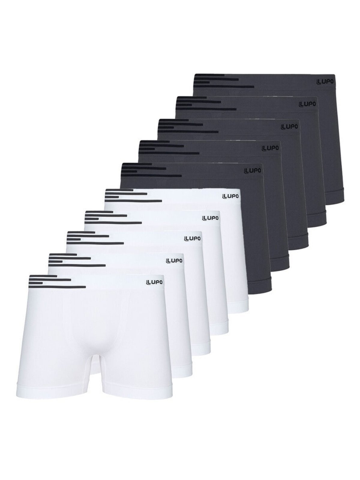 Kit com 10 Cuecas Boxer Lupo 436-002 Cinza