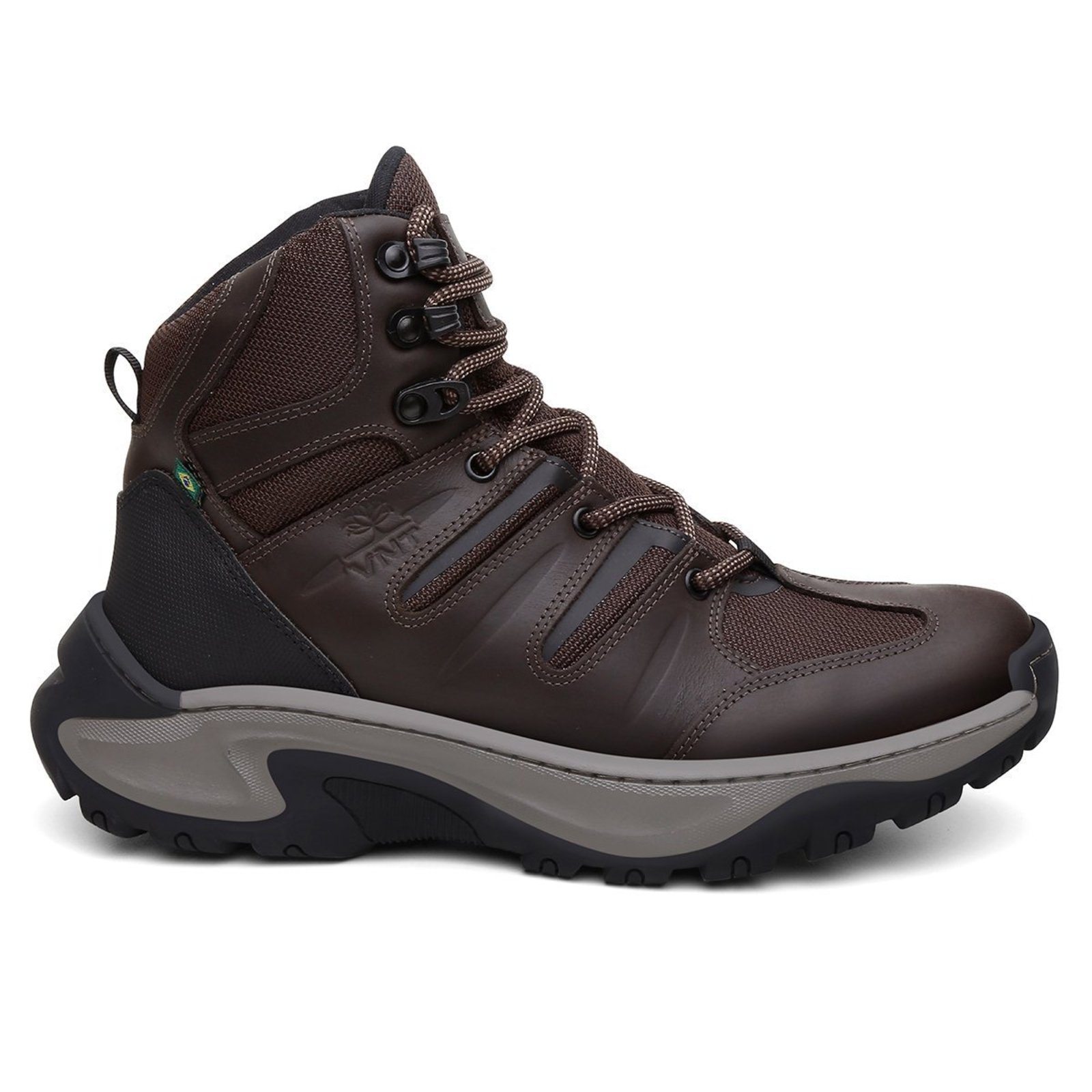 Bota Coturno Adventure Montanhismo Nylon Detalhes em Couro Trilha Brown