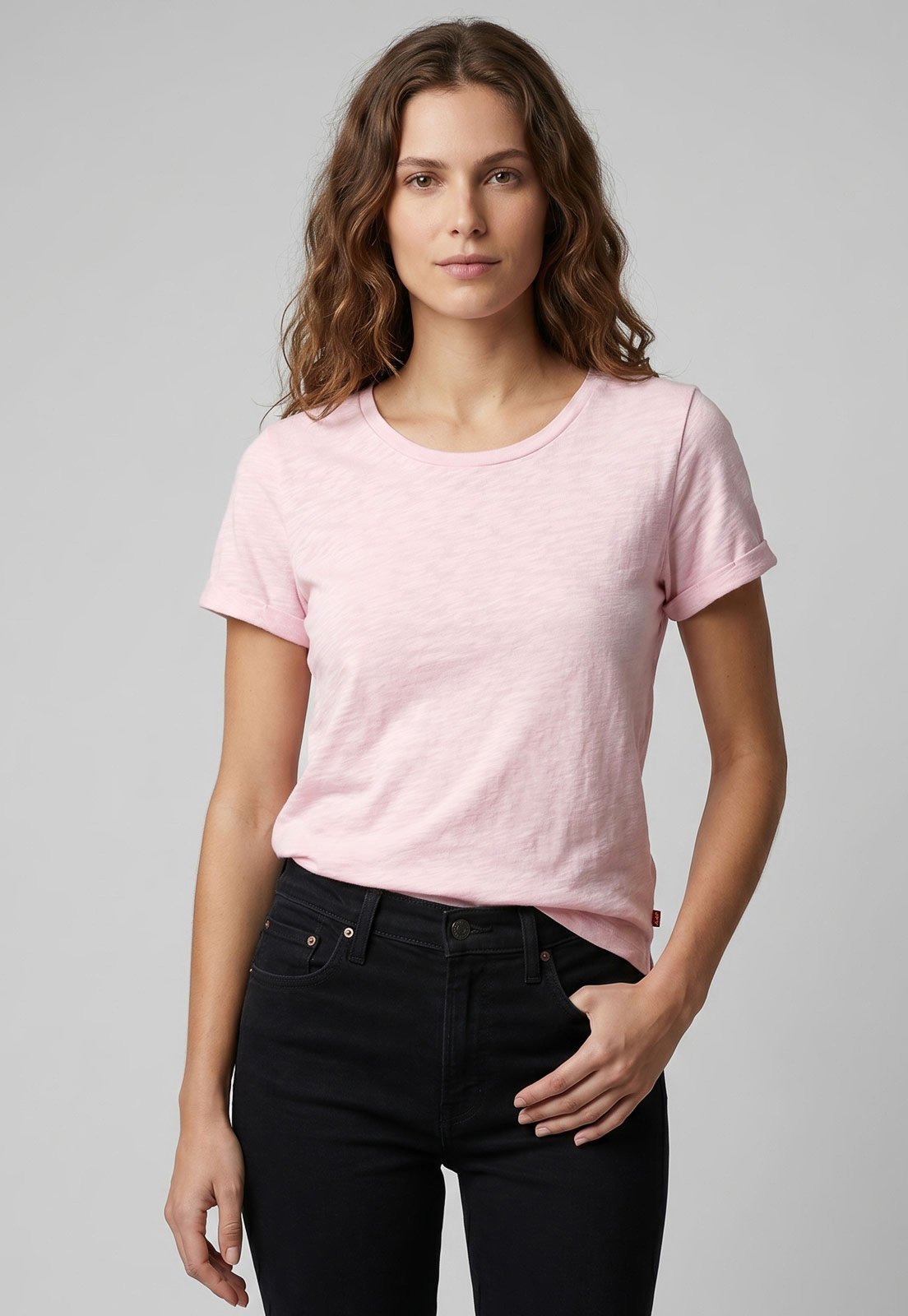 Camiseta Feminina Levis Gola Redonda Rosa
