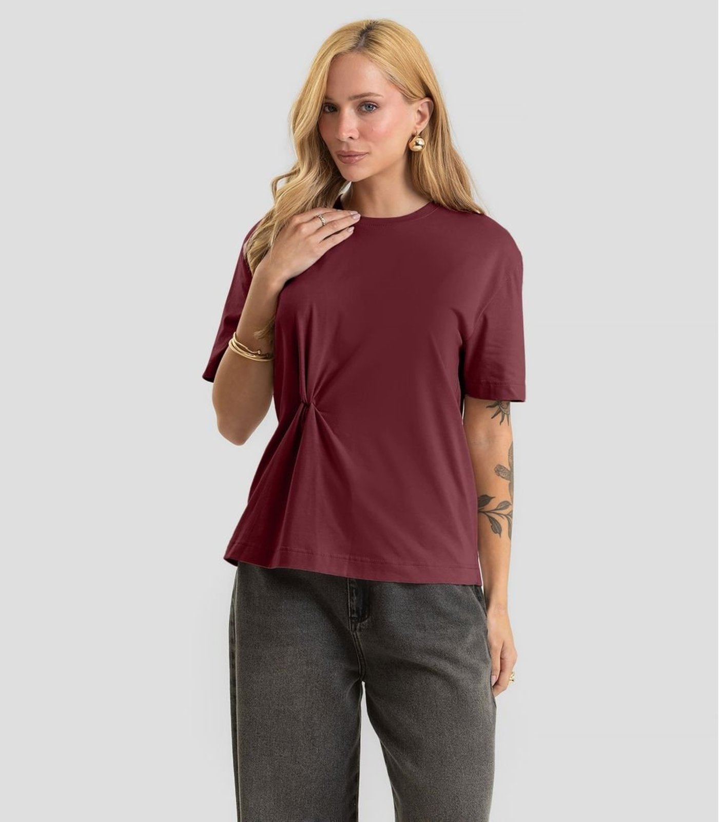 Camiseta Feminina Cotton Leve Com Torção Dianna Vermelho