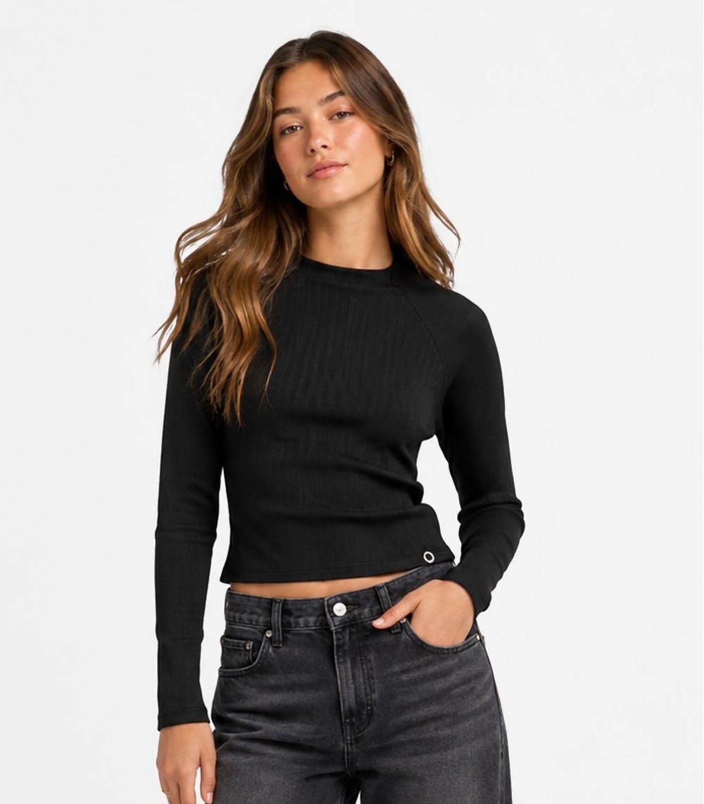 Infantil - Blusa Juvenil Manga Longa Ribana Minty Preto