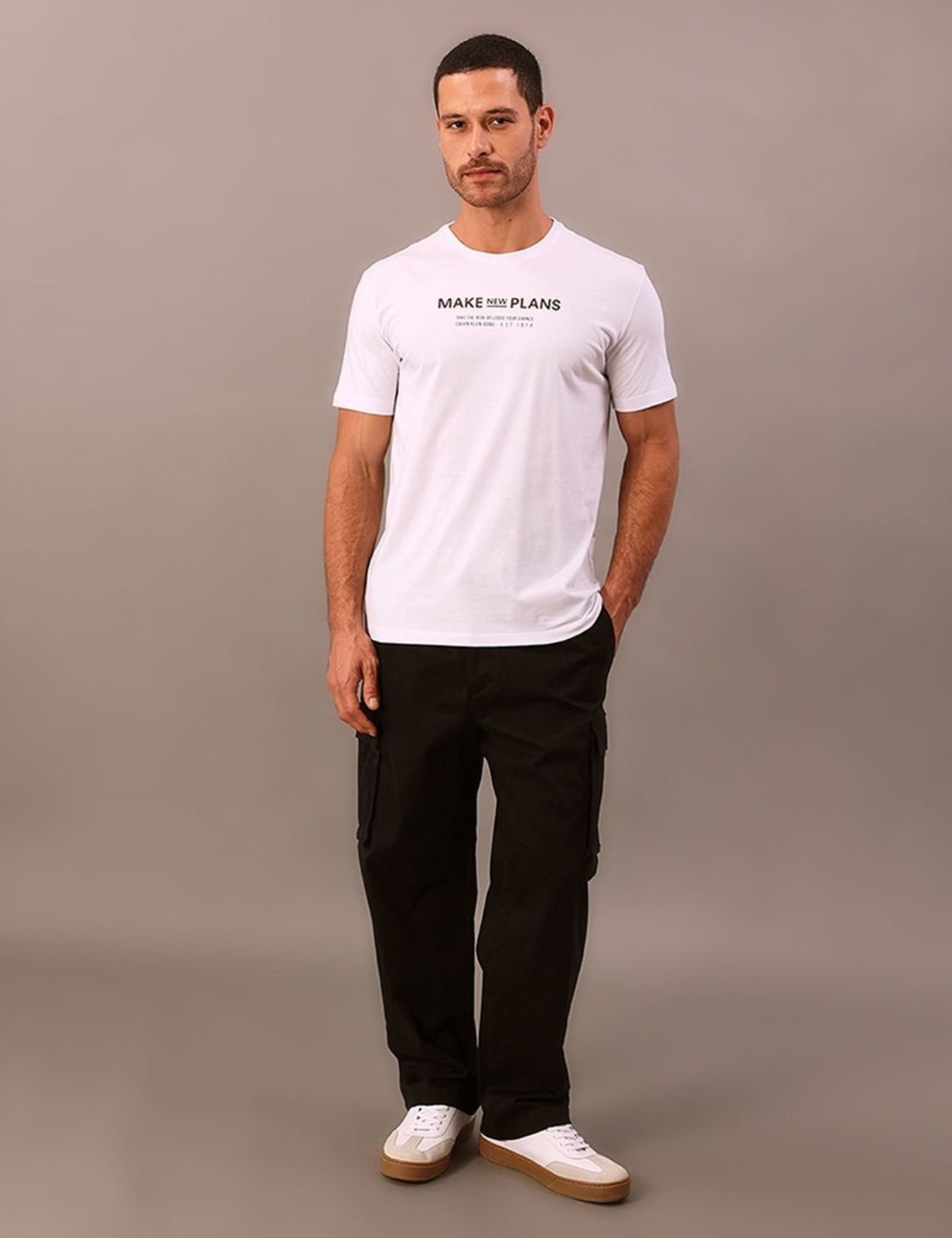 Camiseta Manga Curta Calvin Klein Jeans Masculino Make New Plans - Branco Calvin Klein Jeans