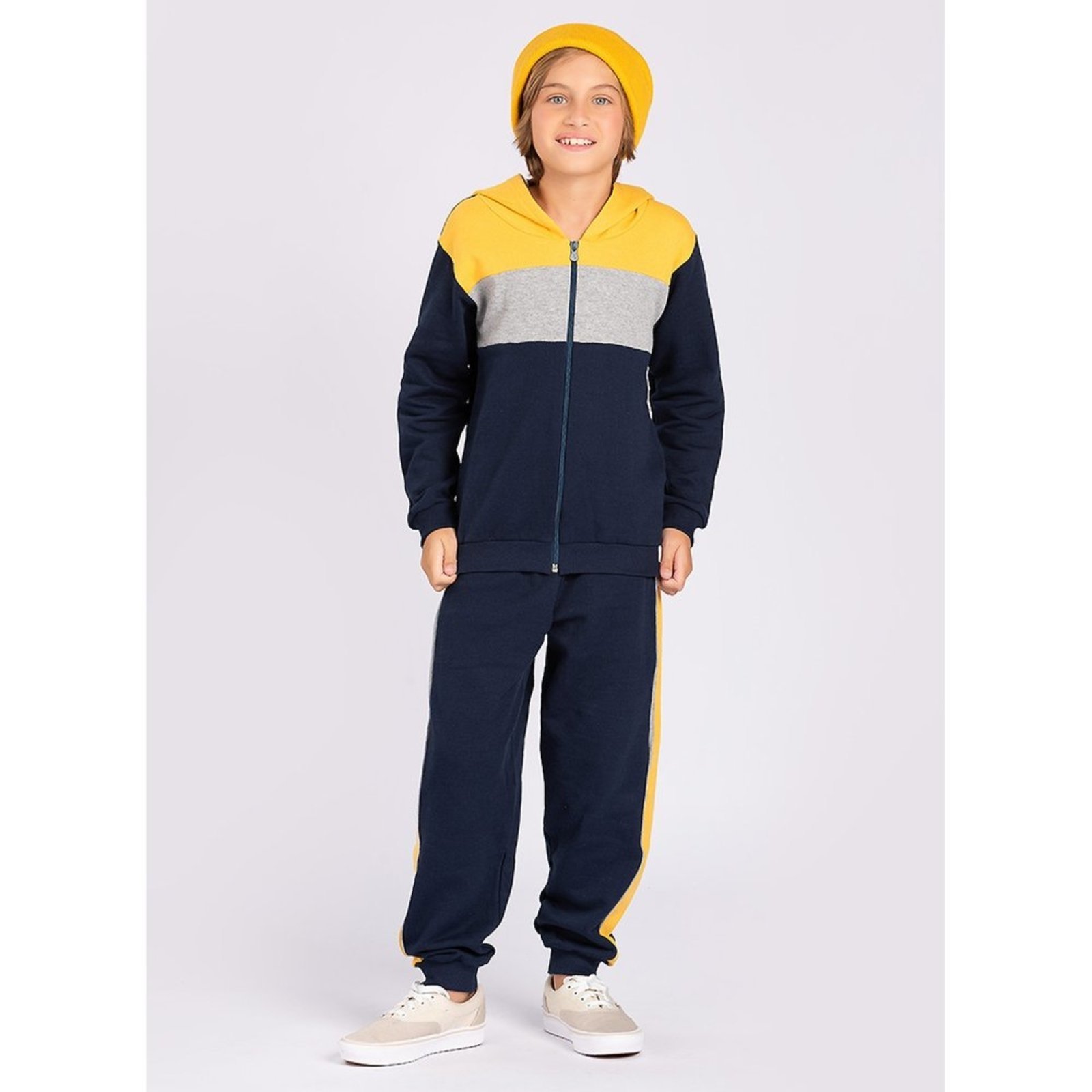 Infantil - Conjunto Jaqueta Menino Com Capuz E Calça Em Moletom