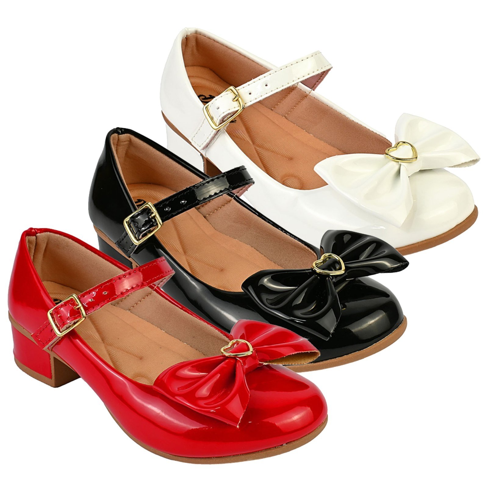 Infantil - Kit Com 3 Pares Sapatilha Feminina De Menina Boneca Do 28 Ao 36 101 - BRANCO E PRETO E VERMELHO 500