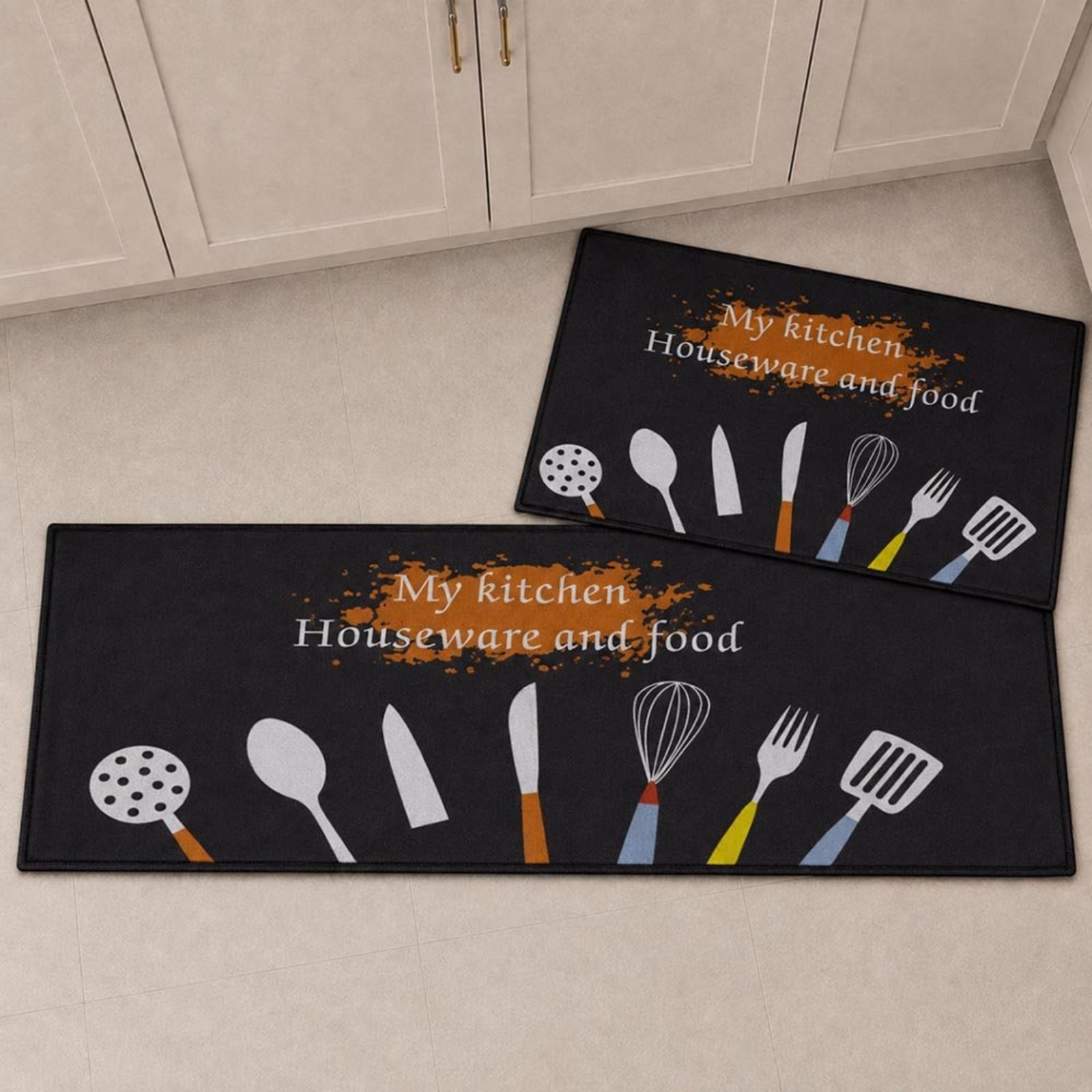 Kit Tapete para Cozinha 2 Peças Passadeira Antiderrapante Emborrachada Carpete Cozinha Pop