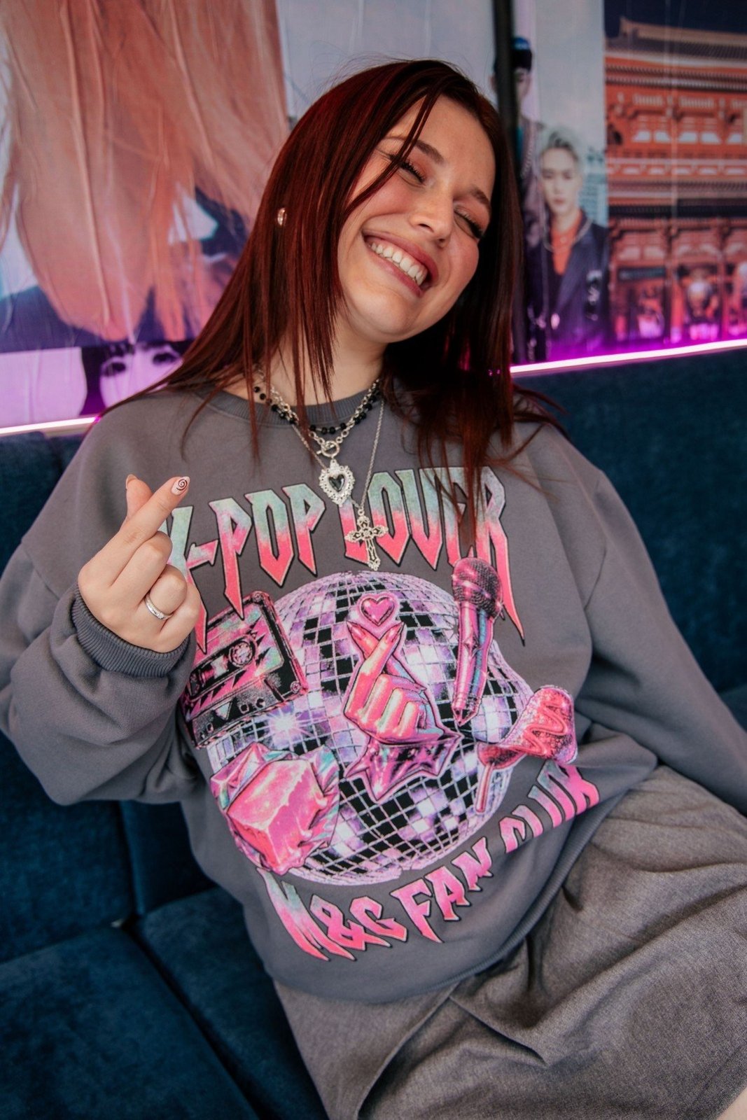 Casaco De Moletom Cinza K-Pop Lover marinaegabriella