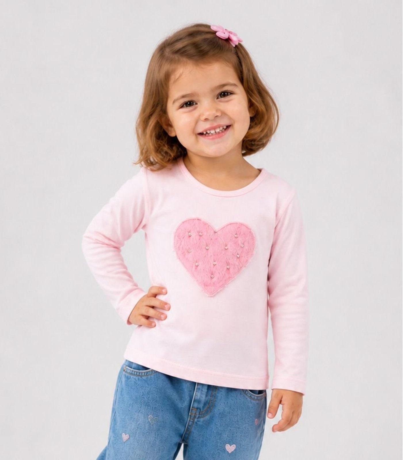 Infantil - Blusa Manga Longa Feminina Select Rosa