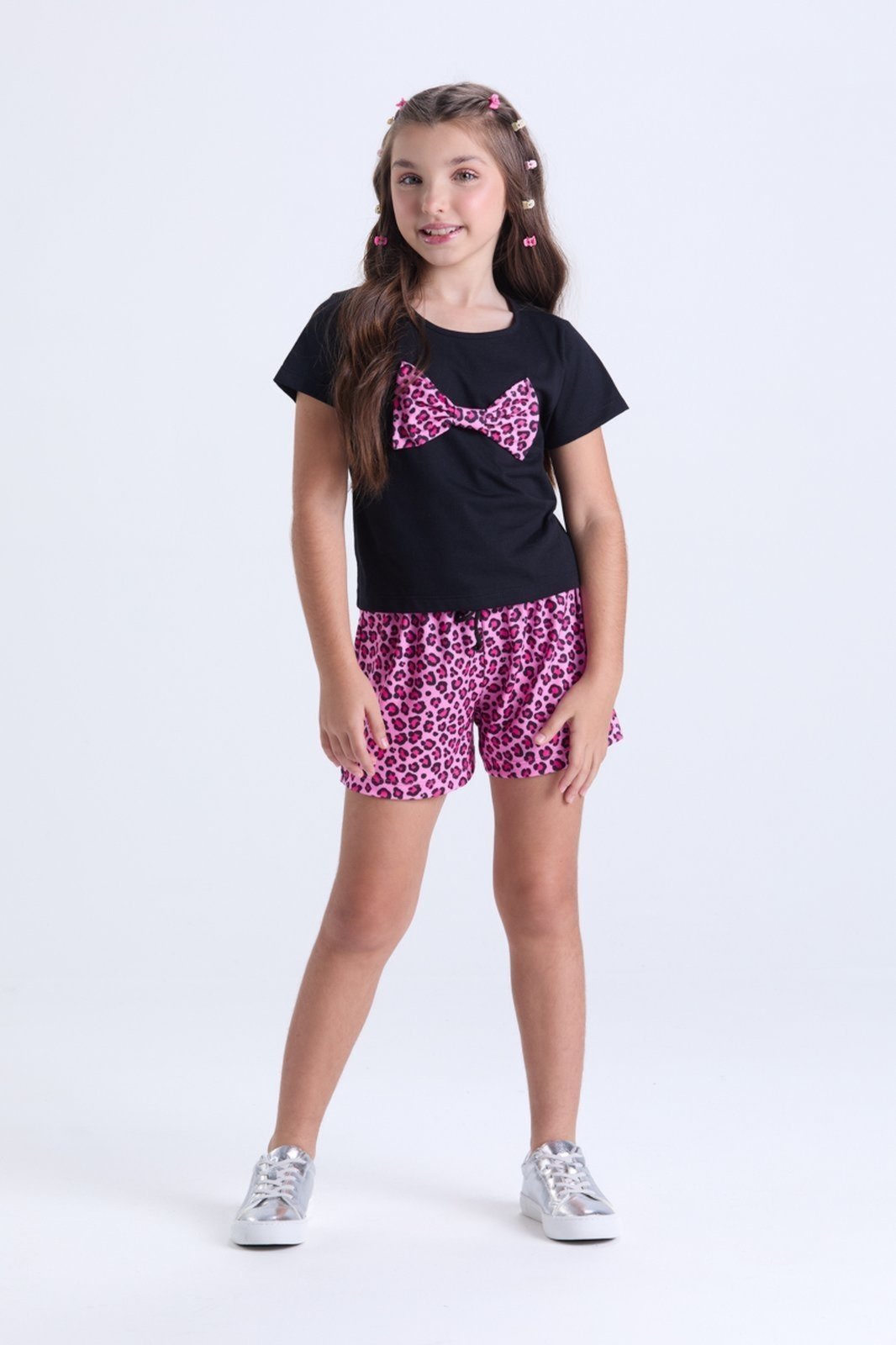 Infantil – Conjunto de Verão Menina Laço Oncinha