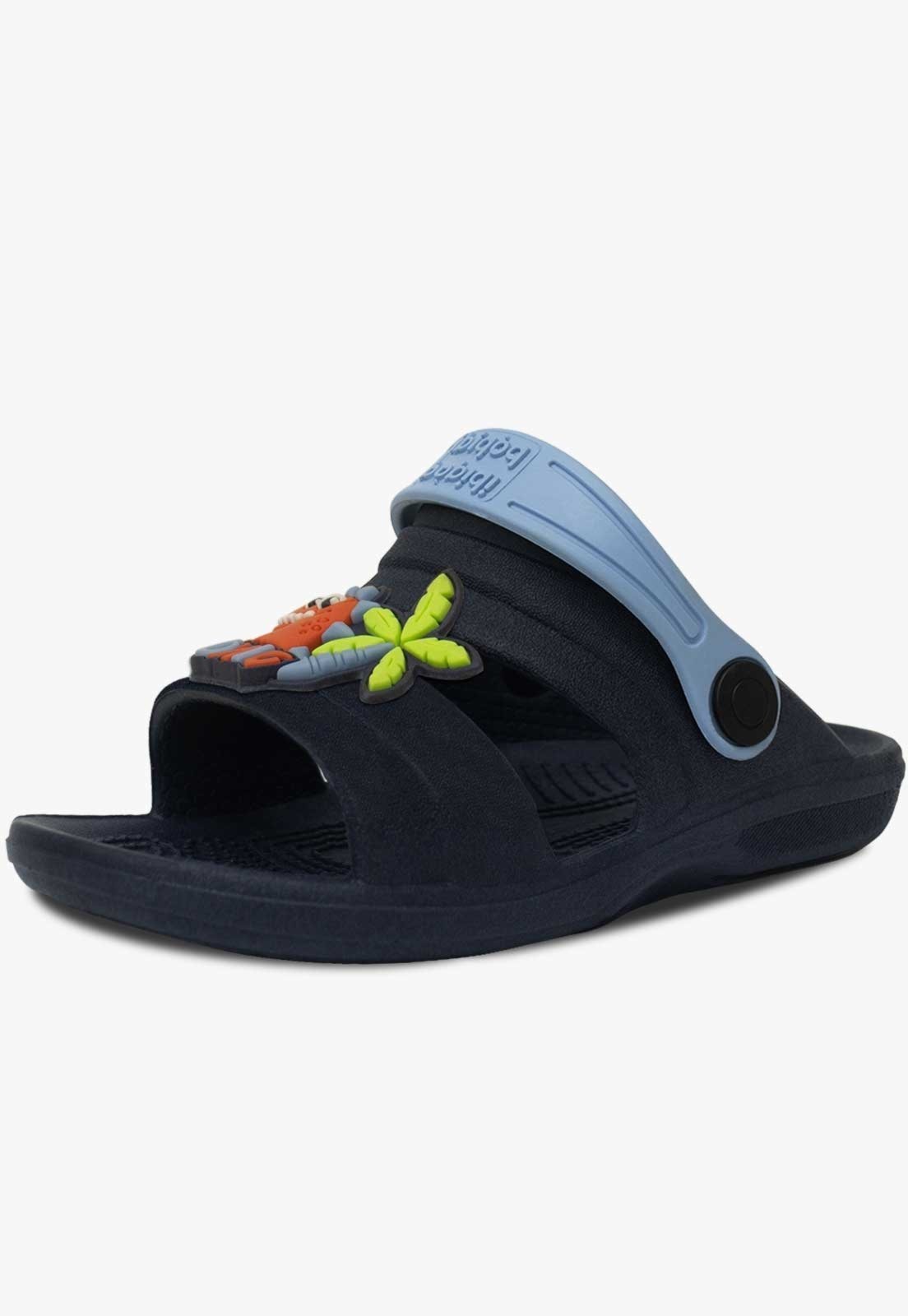 Vista 2 Infantil - Sandalia Papete Masculina Pópidi Menino Babuche Dino Azul Marinho preto/vermelho azul Pópidí preto/vermelho azul