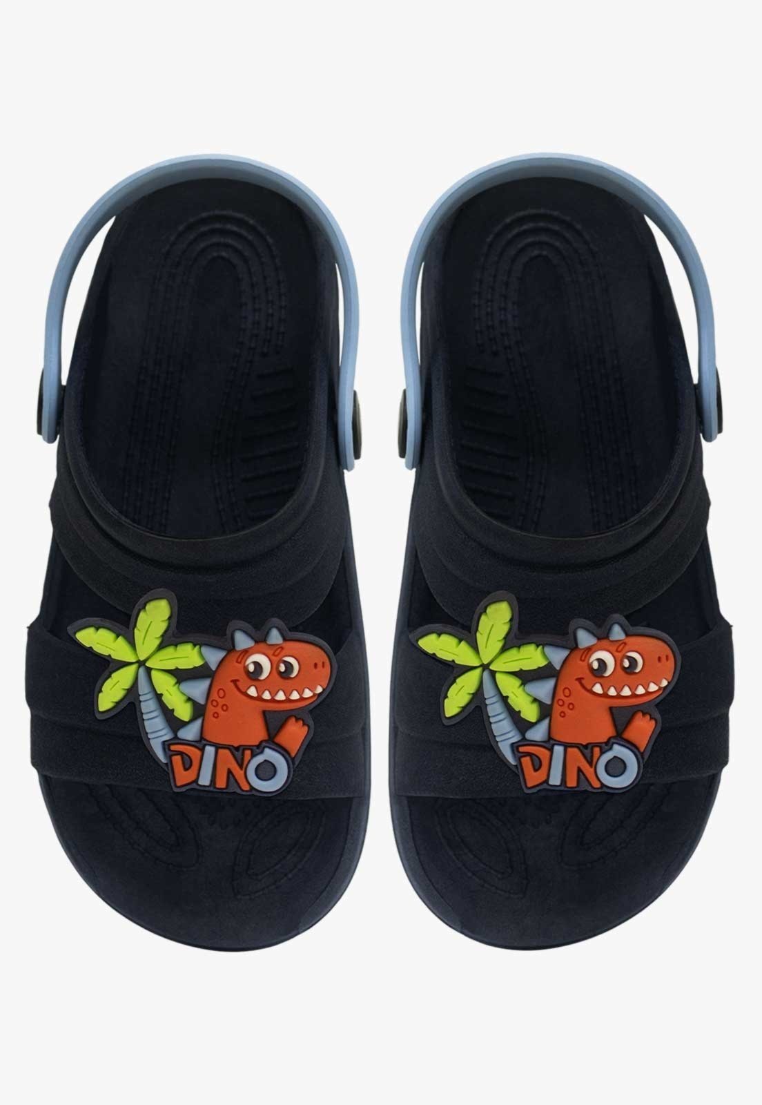 Vista 3 Infantil - Sandalia Papete Masculina Pópidi Menino Babuche Dino Azul Marinho preto/vermelho azul Pópidí preto/vermelho azul