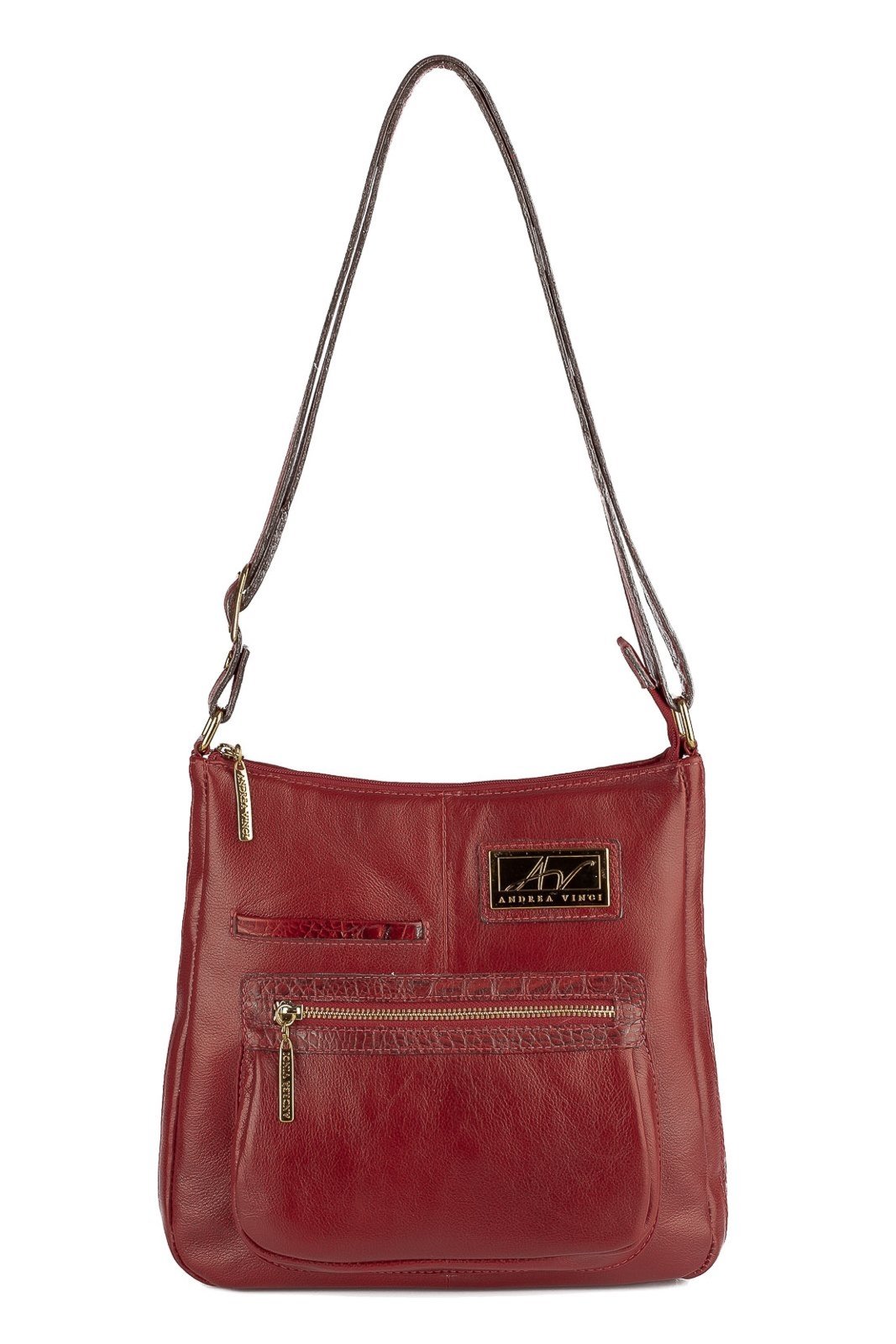 Bolsa tiracolo em couro liso Denise - Vermelho