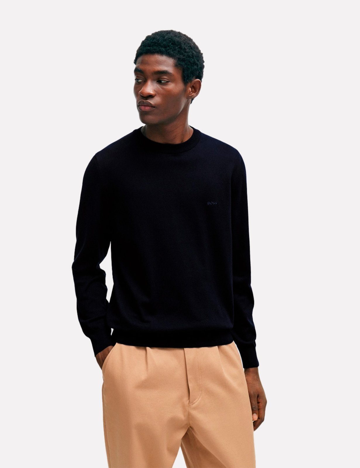 Suéter Hugo Boss Masculino Regular Fit Pacas-L Azul Marinho