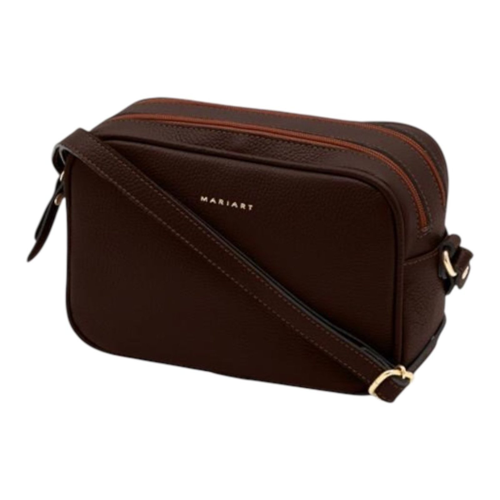 Vista 2 Bolsa Feminina Transversal Couro Mariart Cajuína Chocolate marrom marrom