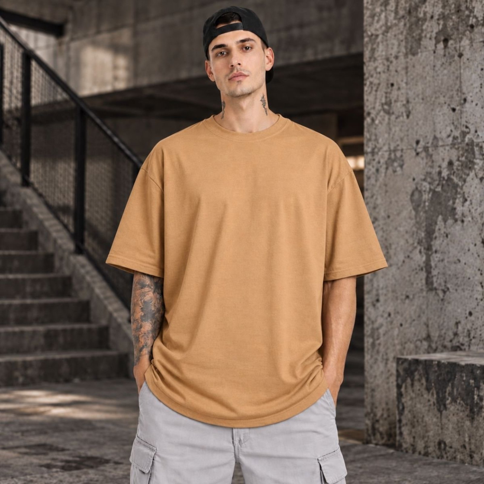 Camiseta Oversized Masculina Marrom 100% Algodão