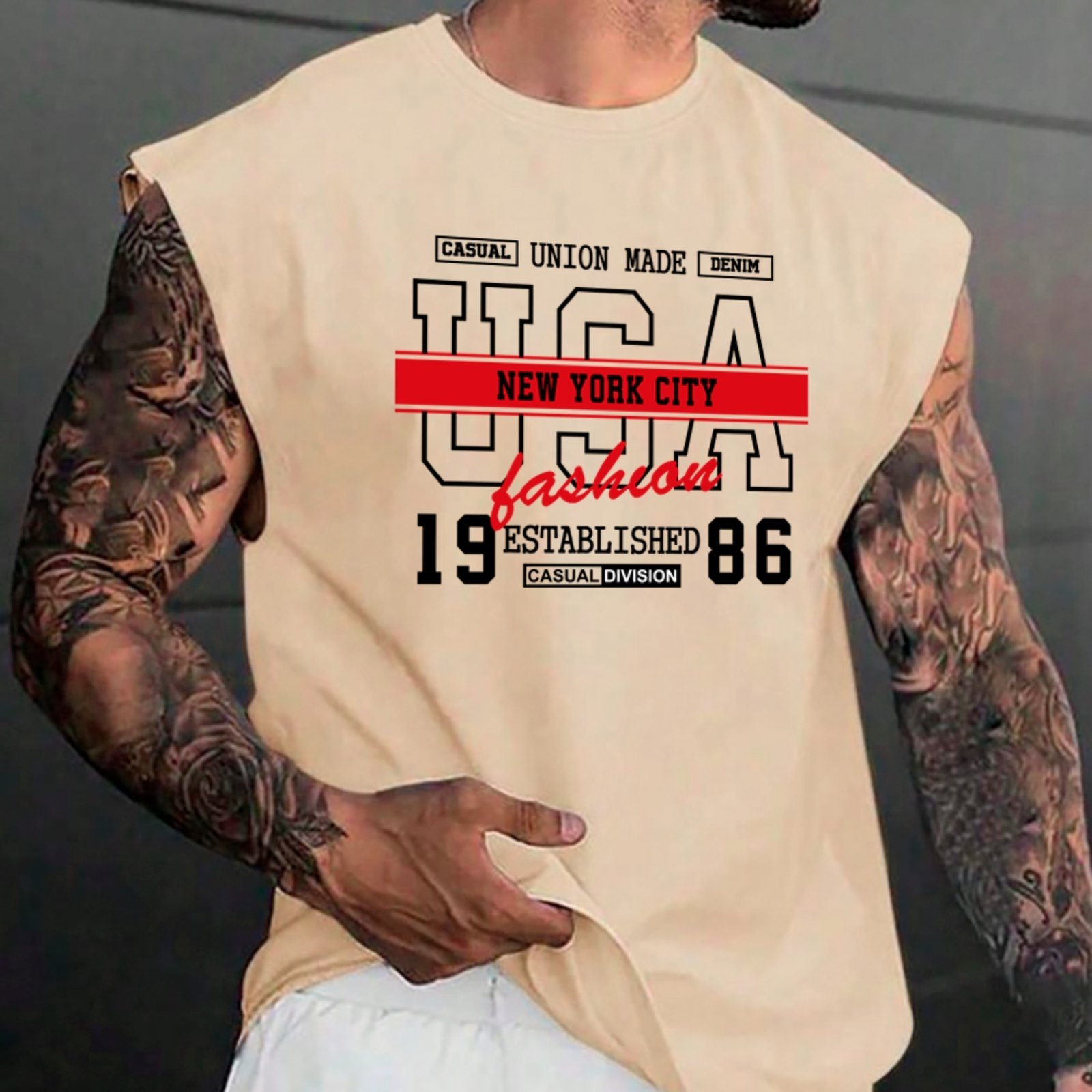 Camiseta Regata Machão Ousy USA New York City 1986 Oversized Masculina Off White