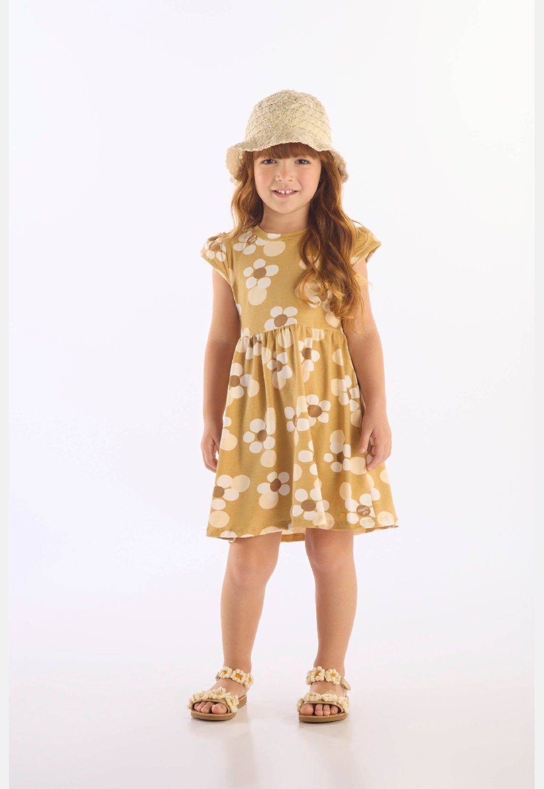 Infantil - Vestido Manga Curta Cotton Up Baby Marrom