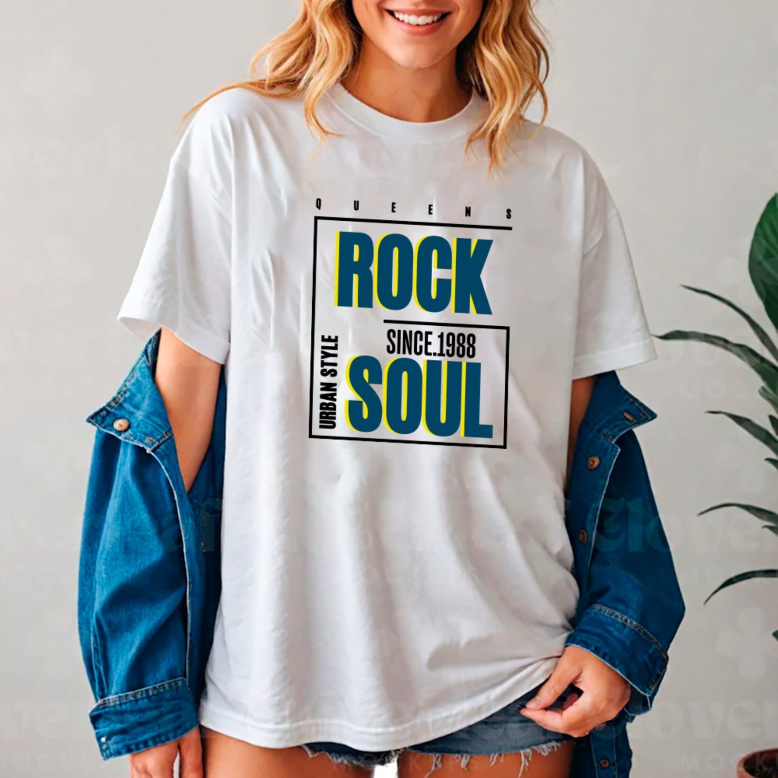 Vista 2 Camiseta Ousy Streetwear Queens Rock Soul 1998 Oversized Unissex branco ousy branco