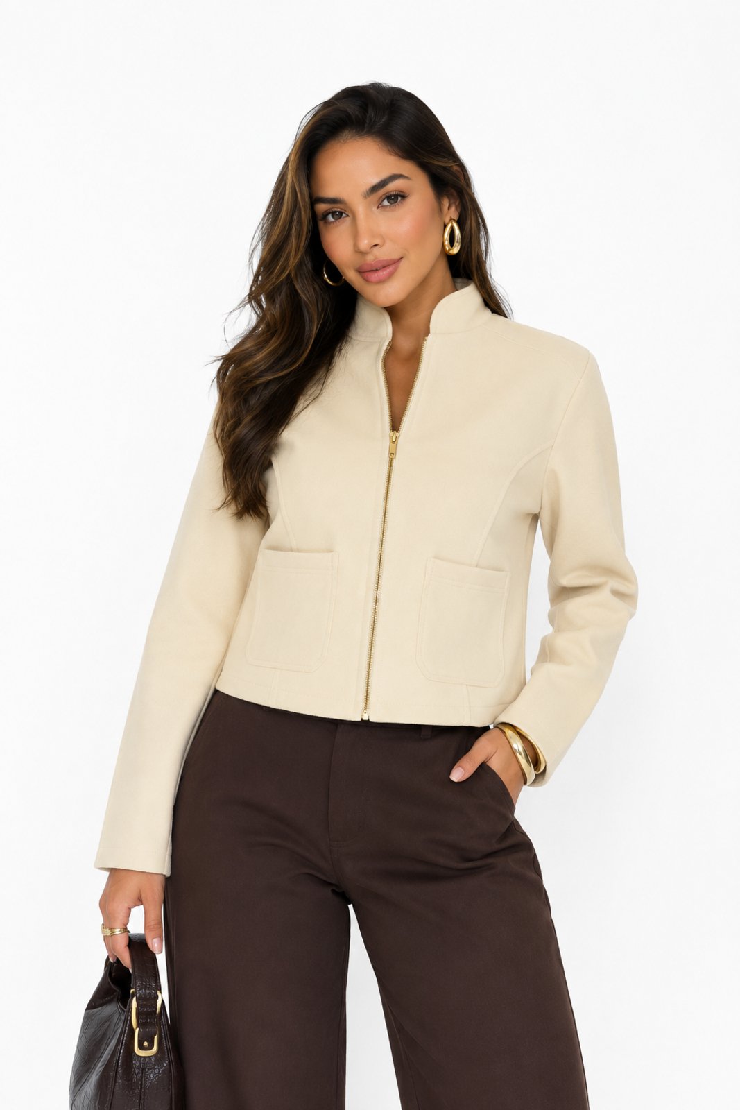 Jaqueta Feminina D Bell Outlet Fashion Bege