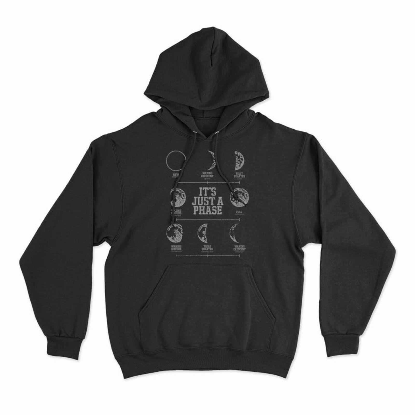 Moletom Com Capuz Fases Da Lua - Preto - Casual - Studio Geek