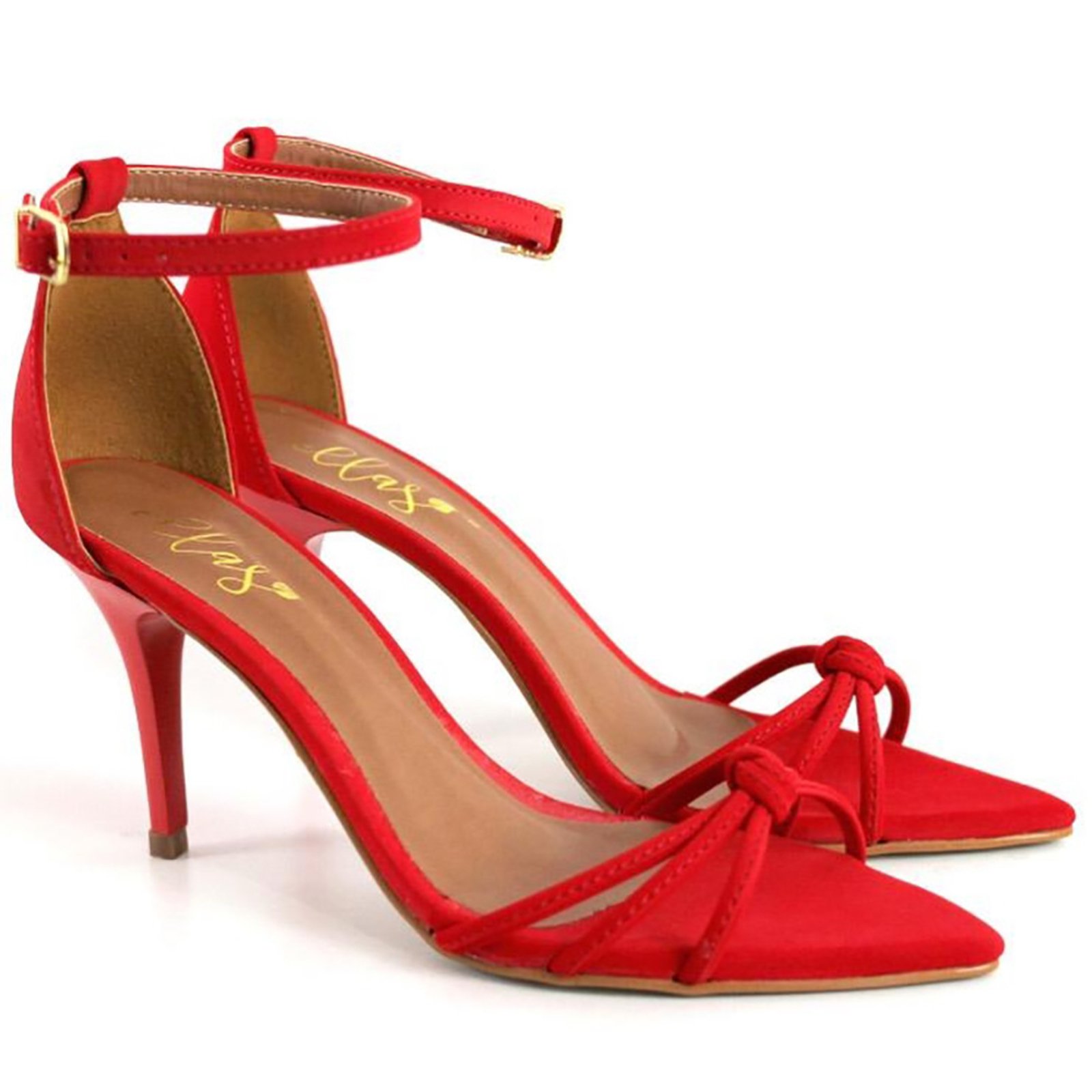 Sandália Feminina Salto Médio 8cm Bico Folha Trançada Elegante