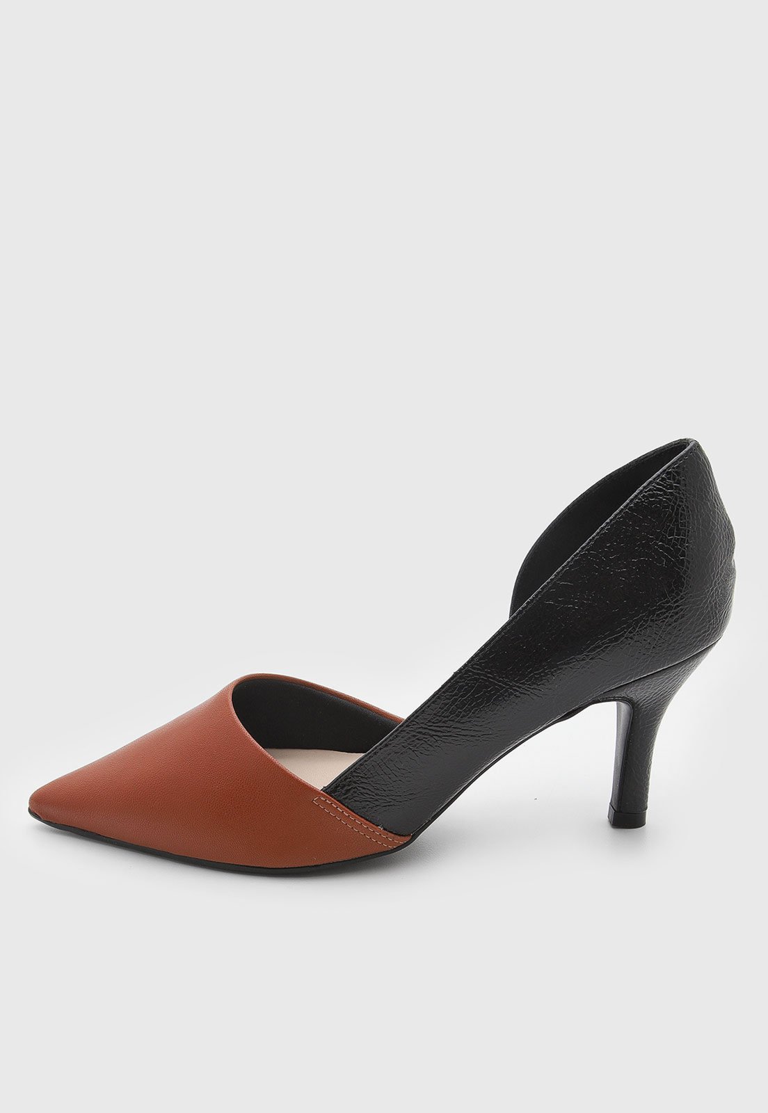 Scarpin Feminino cê Salto Alto Bico Fino Caramelo