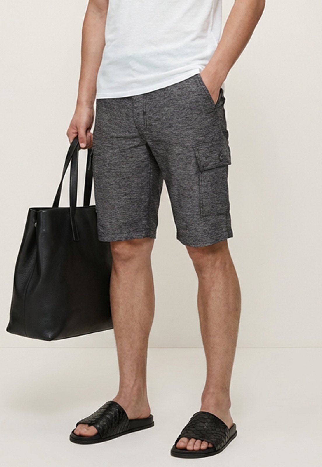 Vista 2 Bermuda Masculina Cargo Sarja Elastano Bolsos Laterais Confortável Macaw verde/verde militar/verde oliva verde Macaw verde/verde militar/verde oliva verde