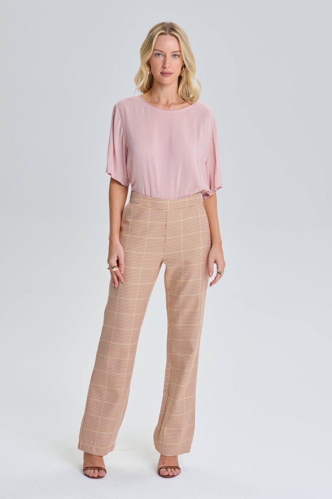 Calça Feminina Alfaiataria Reta Flor de Lis