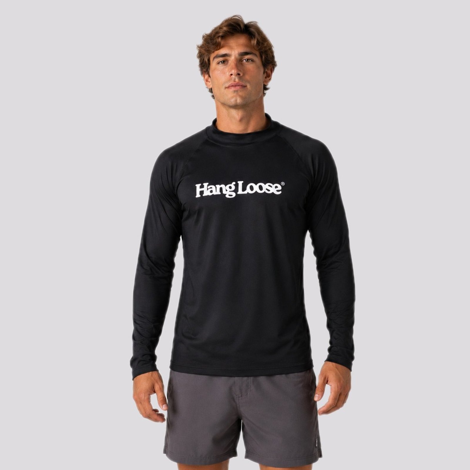 Camiseta Hang Loose Typo Tratamento UV Manga Longa Preta