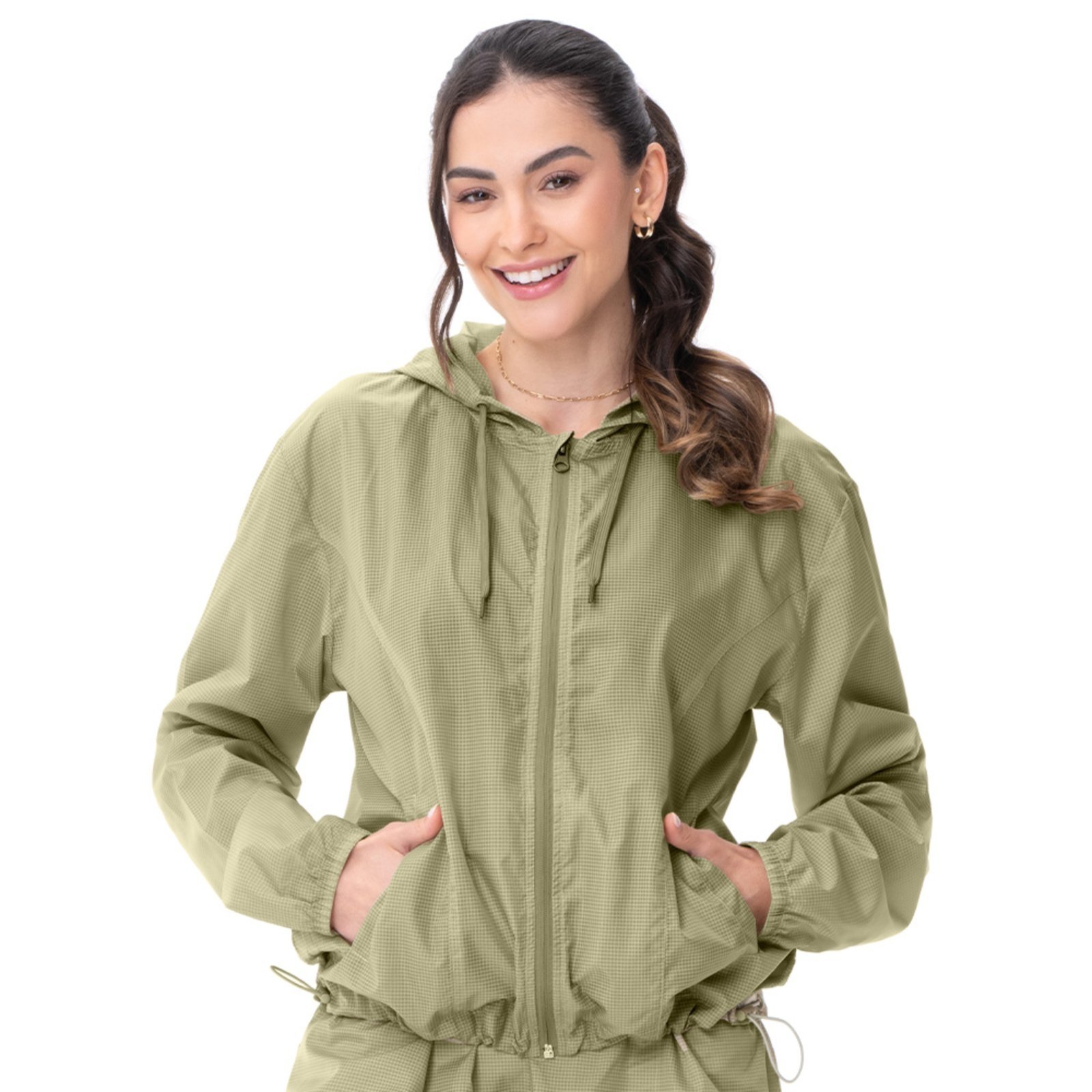 Jaqueta Fitness com Capuz Verde Sálvia