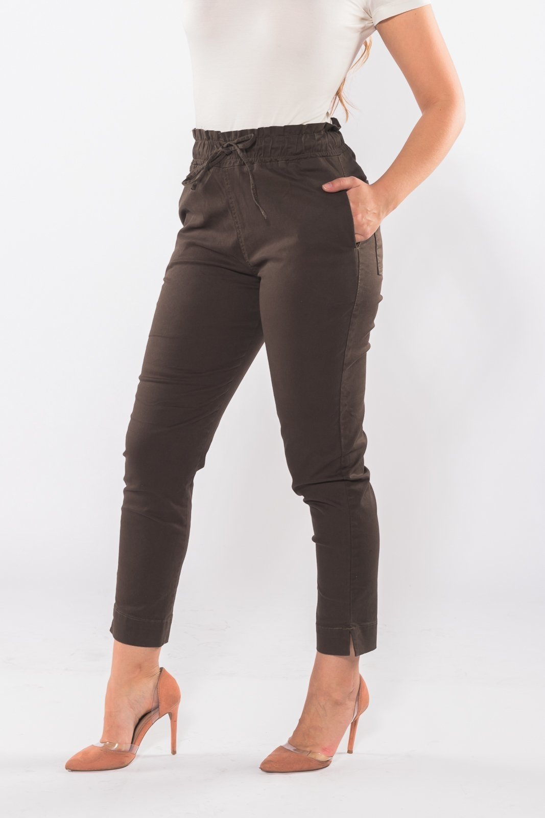 Calça Sarja Skinny Cintura Alta Elástico 3821 Verde