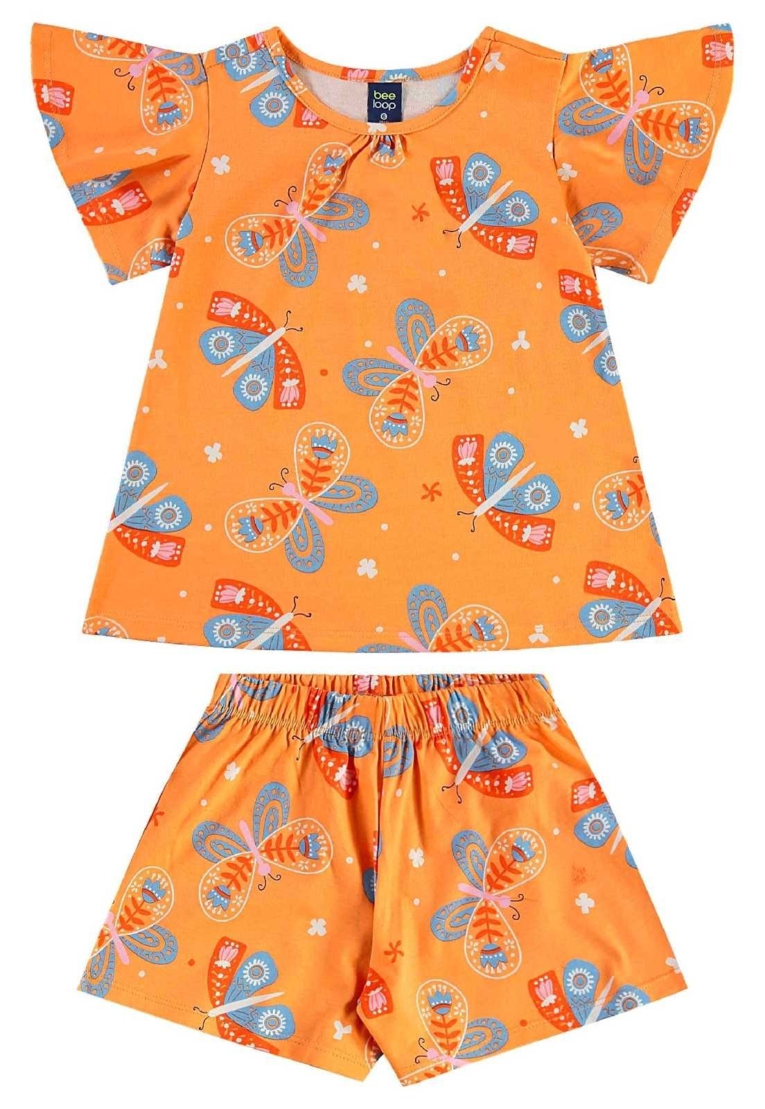 Infantil – Conjunto Bata e Short Menina Bee Loop Amarelo