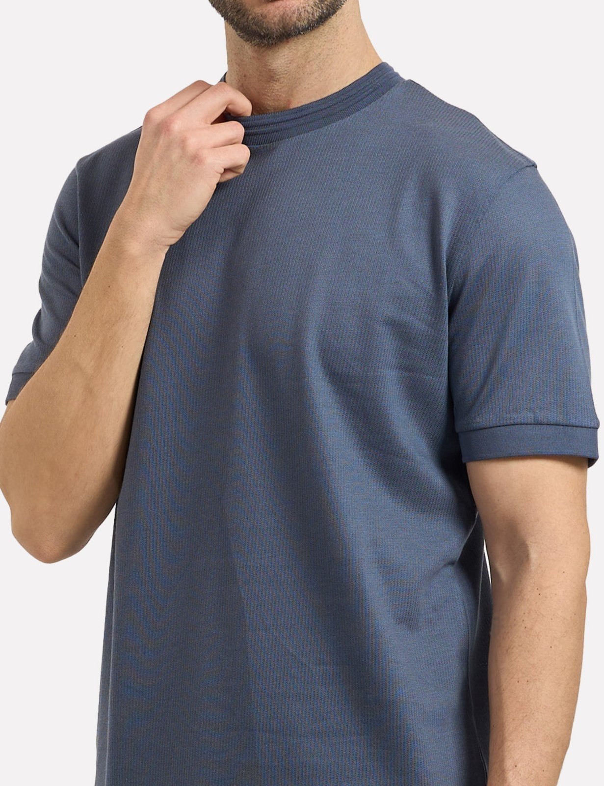 Camiseta Hugo Boss Masculina Regular Mercerised H-Thompson 70 Azul Petróleo