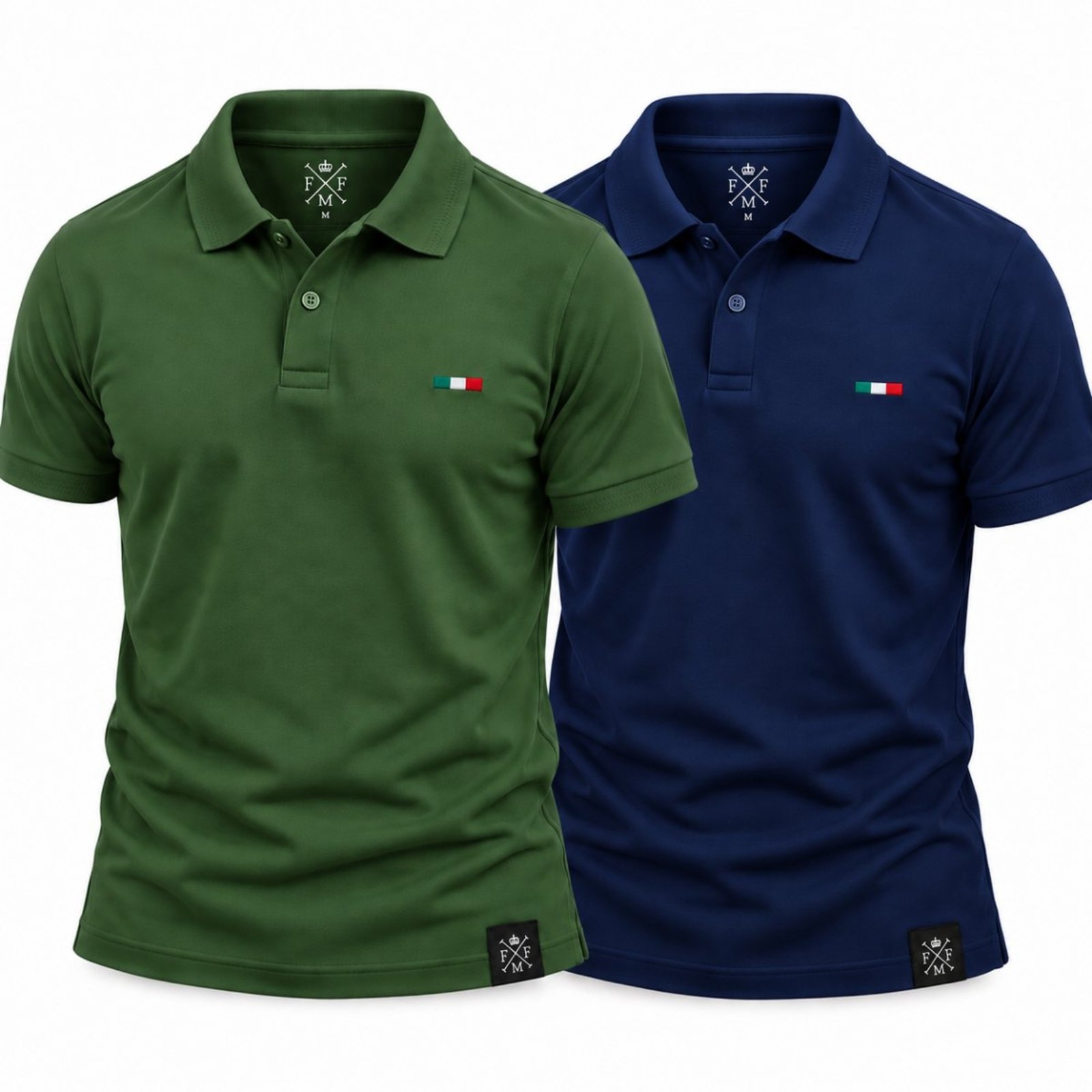 Kit 2 Camisas Polo Masculinas FMF Bordado Itália Verde