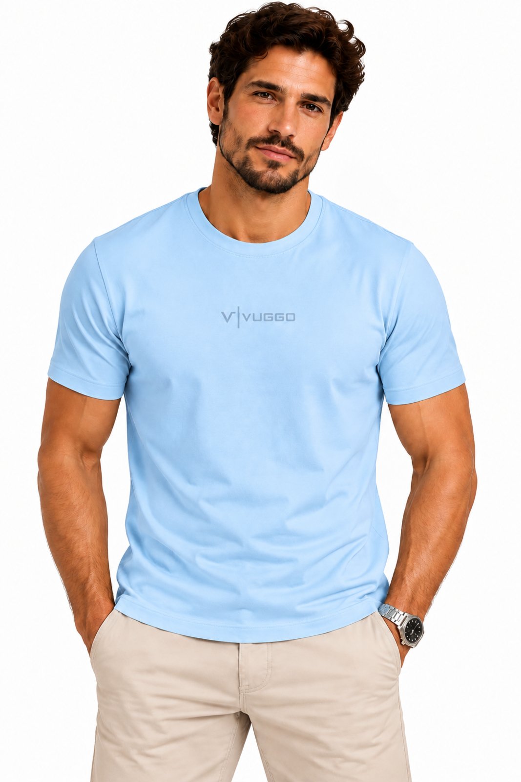 Camisa Masculina D Bell Outlet Fashion Basic Algodão Azul Claro