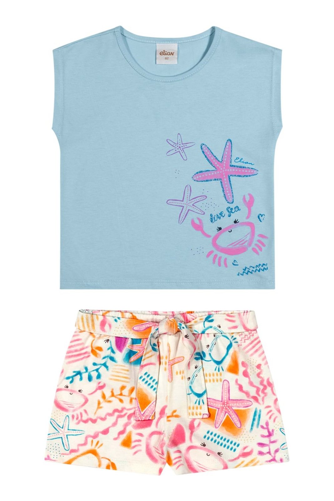 Vista 2 Infantil - Conjunto Menina Caranguejo Elian rosa Elian rosa
