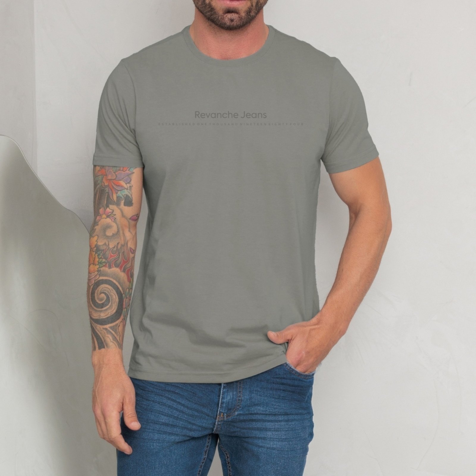 Vista 3 Camiseta Estampada Masculino Revanche Cenabo castanho Revanche castanho