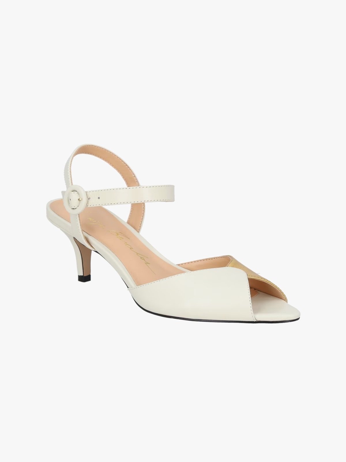 Sandalia Luiza Barcelos Couro Off White E Dourado