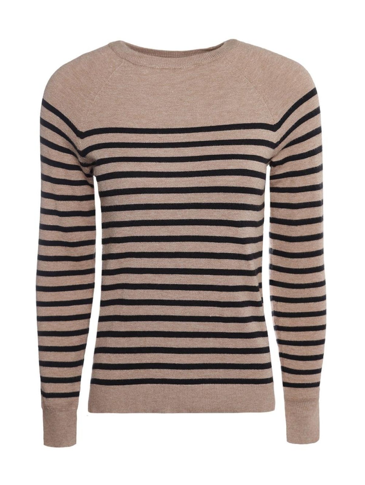 Blusa Feminina Autentique Listrada Manga Longa Bege e Preto