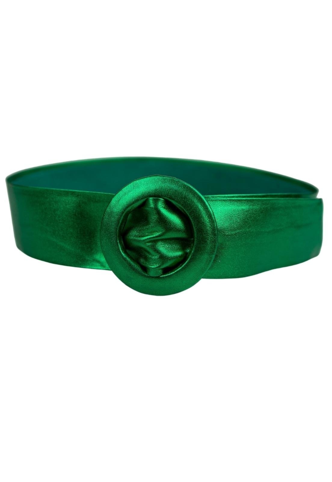 Cinto Crisfael Faixa De Couro Legítimo Metalizado Verde Jade